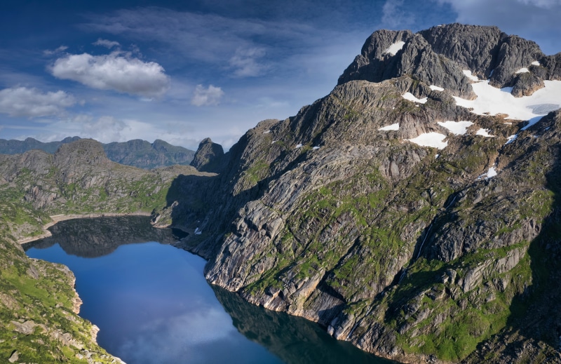 Mountains and Lake in Lofoten, Norway
