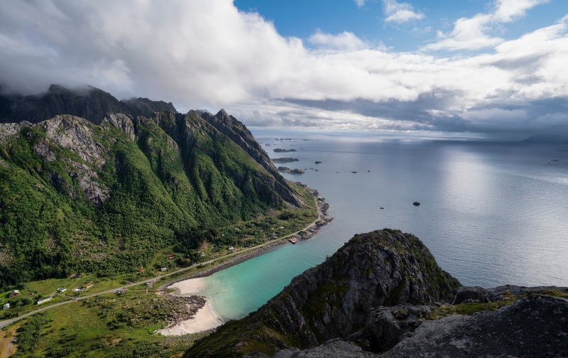 Norway Lofoten Coast Mountains and Clouds