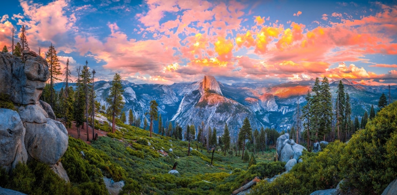 Yosemite National Park Panorama at Sunset
