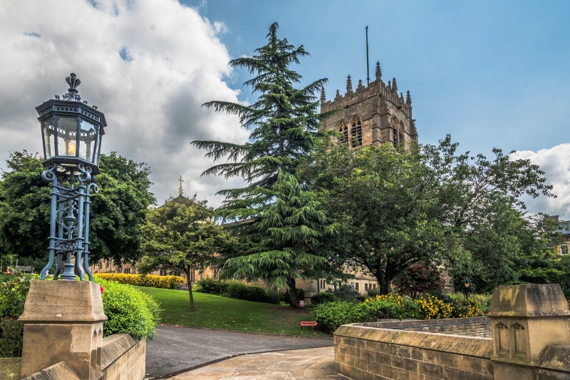 Bradford Cathedral England Street Light Trees