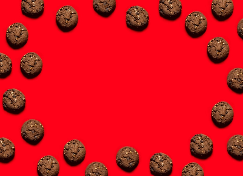 Cookies on a red background