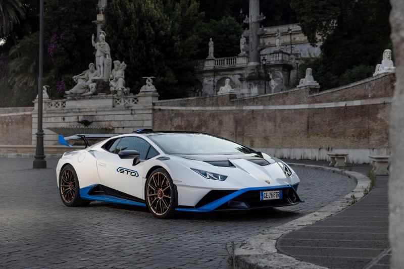 White Lamborghini Huracan STO in Rome