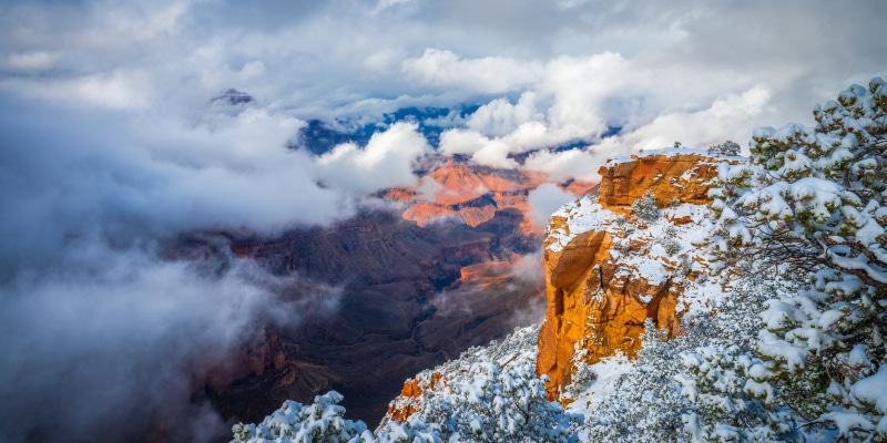 Grand Canyon National Park in Winter with Clouds