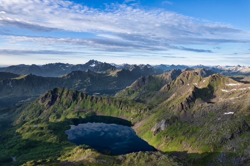 Mountains and Lake in Lofoten, Norway