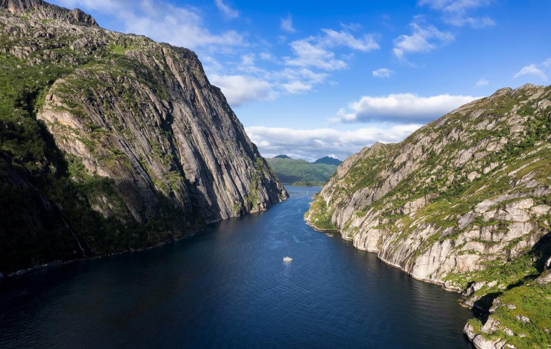 4K Trollfjord Norway Mountains Lofoten Fjord Crag
