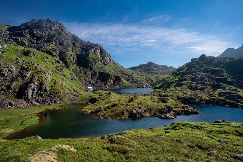 Sommarset, Norway, Lofoten Mountains with Lakes