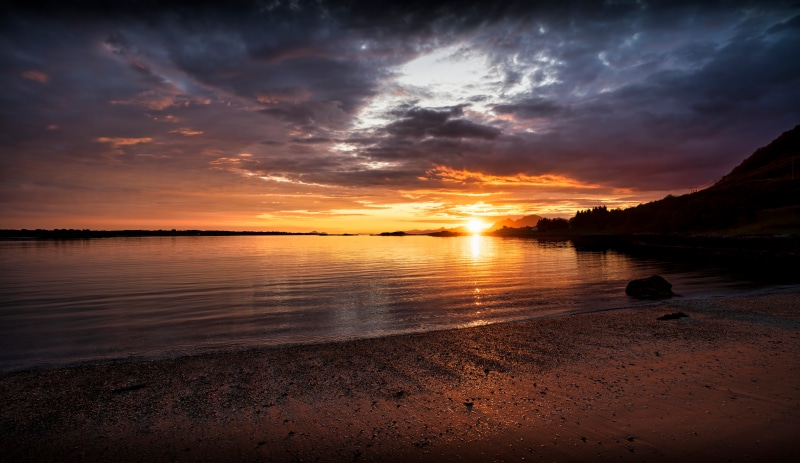 Sunset over the coast of Lofoten, Norway