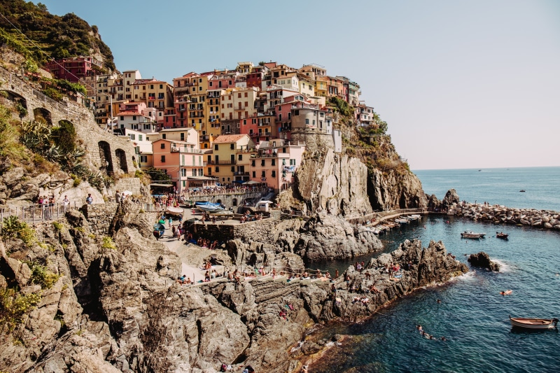 Manarola, Cinque Terre, Italy Coastline with Colorful Houses