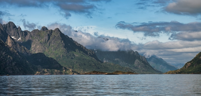 Mountains and Fjord in Lofoten, Norway