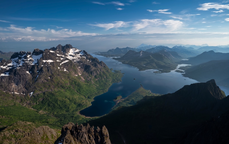 Mountains and Fjord in Lofoten, Norway