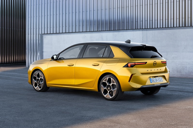 Yellow Opel Astra Hybrid (L) 2021