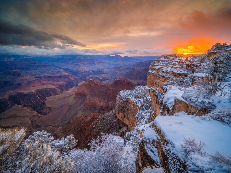 Grand Canyon National Park in Winter at Sunrise