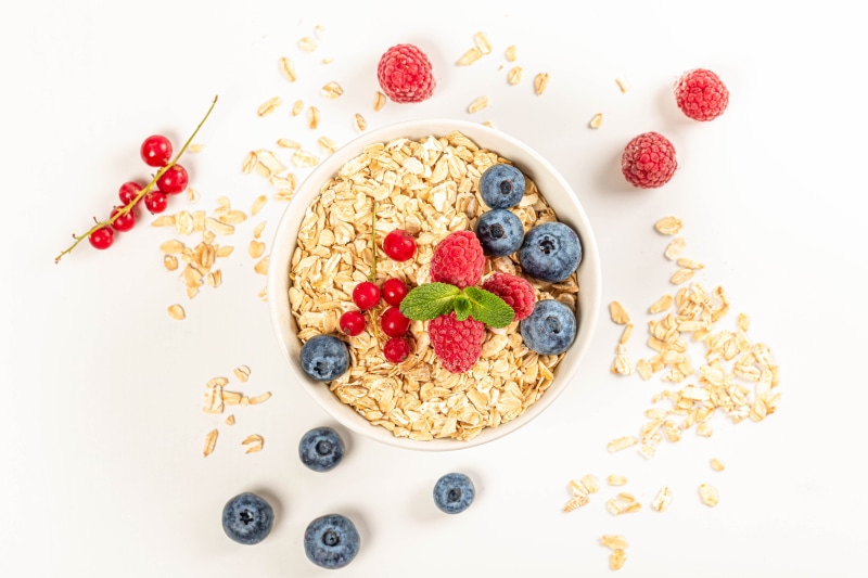 Oatmeal with Blueberries, Raspberries, and Currants