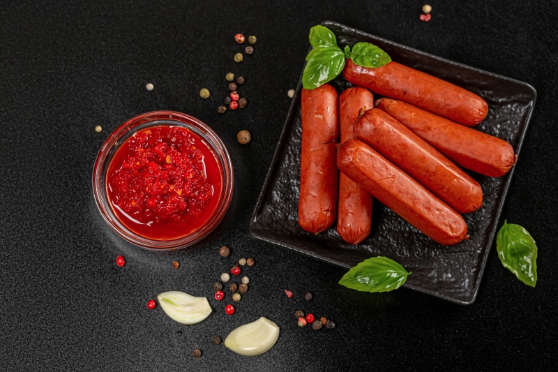 Sausages with Ketchup and Spices