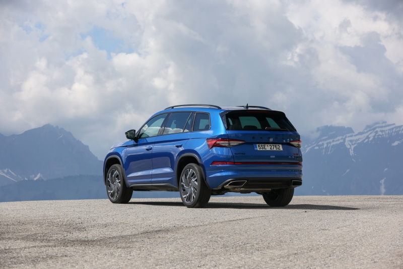 Blue Skoda Kodiaq RS Crossover from the back