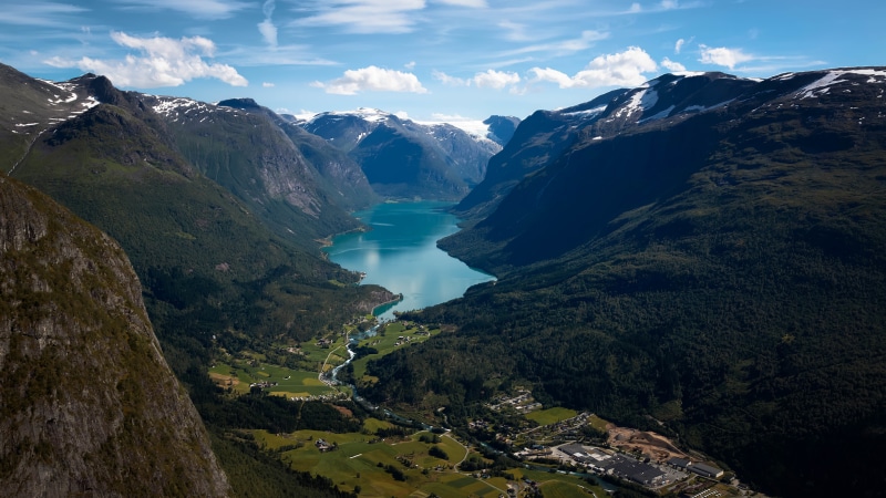 Lodalen Valley Norway Mountains Fjord 4K