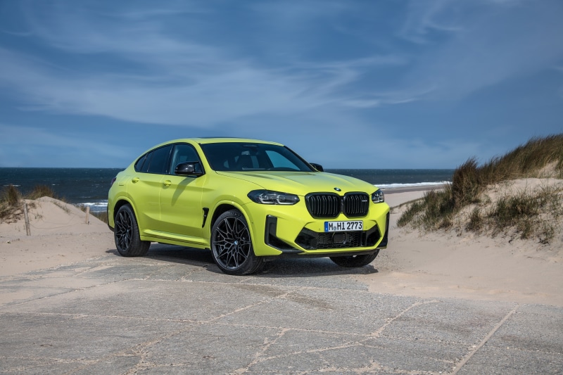 Yellow green BMW X4 M Competition crossover
