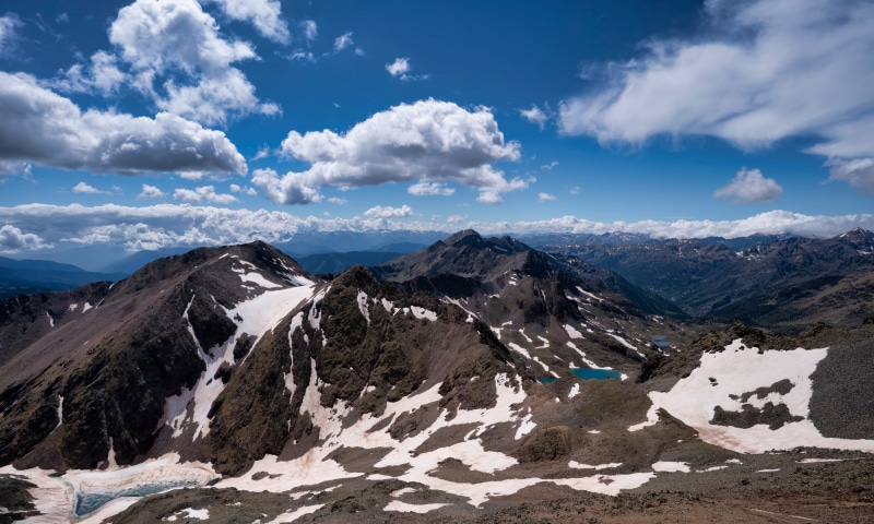 Coma Pedrosa Mountains in Andorra under Clouds