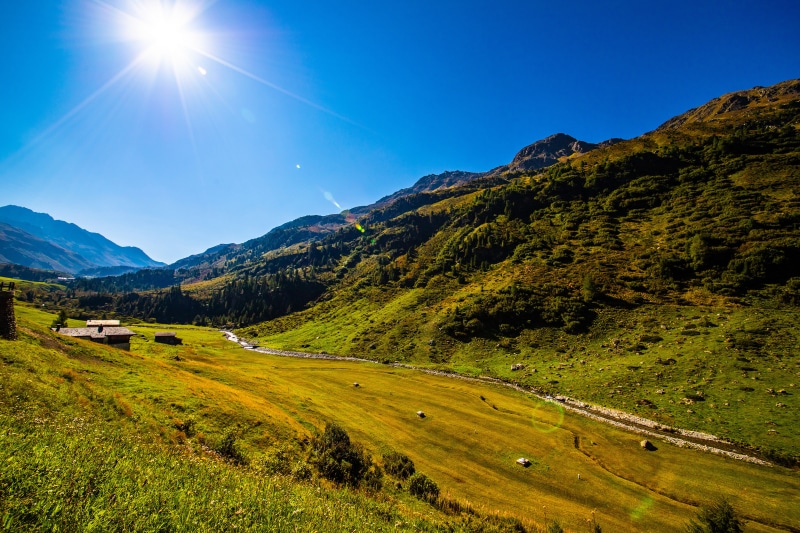 4K Switzerland Mountains Valley Sunny Day