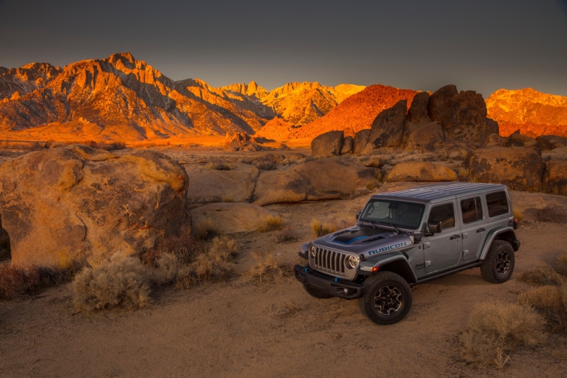 2021 Jeep Wrangler Unlimited Rubicon 4xe in a desert landscape