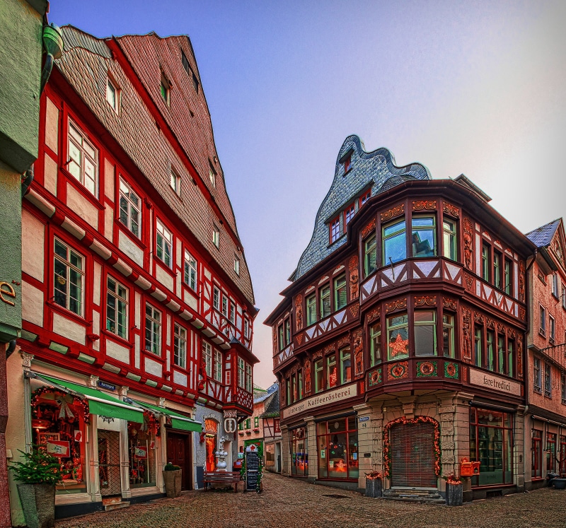 Half-timbered houses on a street in Limburg an der Lahn, Germany