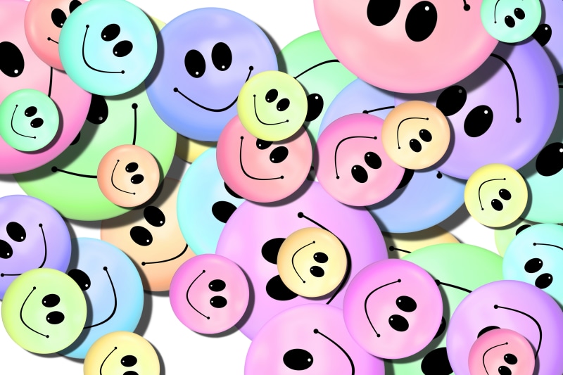 Many colorful smilies with different expressions