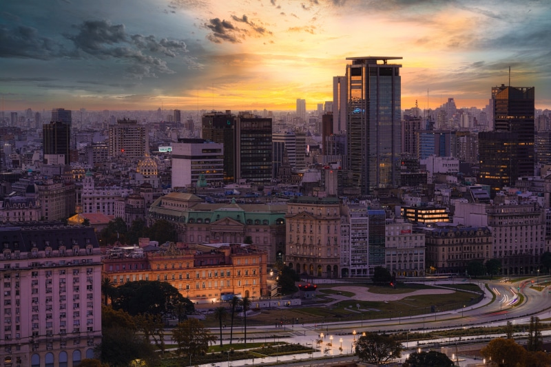 Buenos Aires skyline at sunset, Argentina