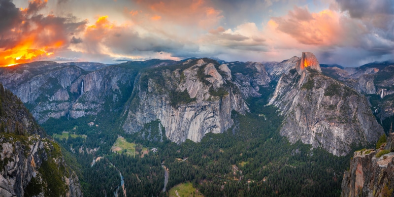 Yosemite National Park Panorama at Sunset