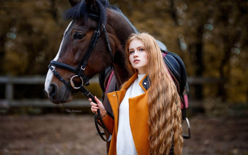 Girl with horse by Maksim Romanov
