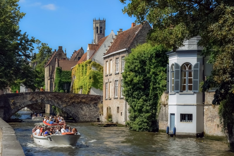 Boats on a canal in Bruges, Belgium