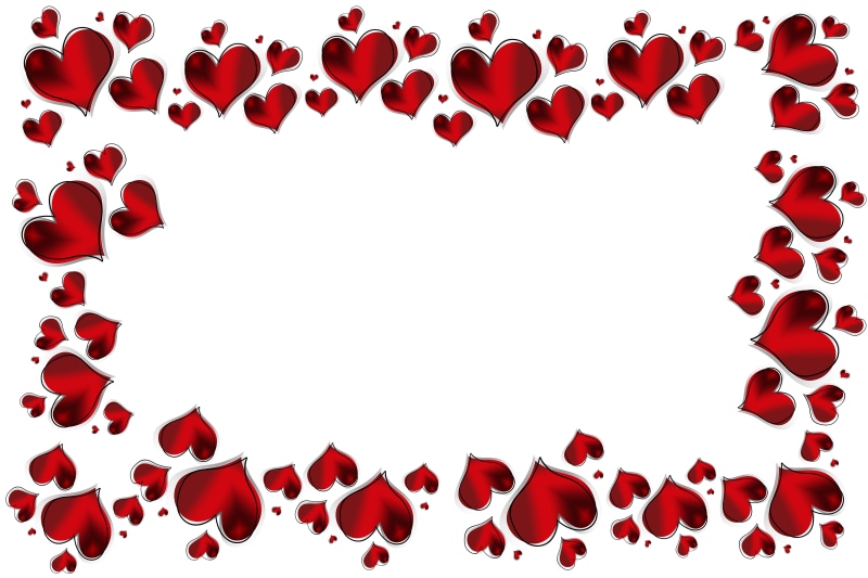 Valentine's Day Heart Border White Background