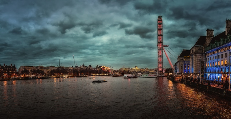 London Eye and River Thames at Dusk