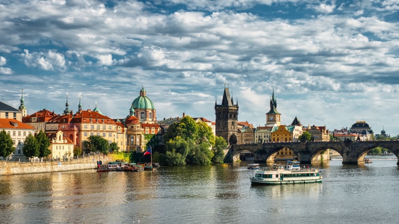 Prague, Czech Republic, Charles Bridge and Vltava River