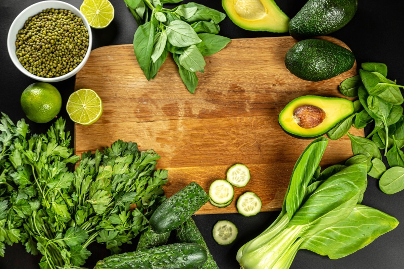 4K Vegetables with Avocado, Cucumbers, Lime, and Green Peas