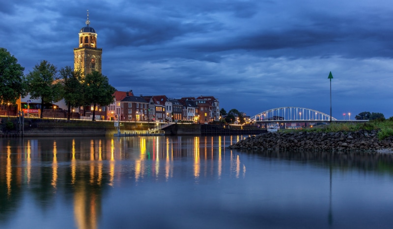 Deventer Netherlands Riverfront at Dusk