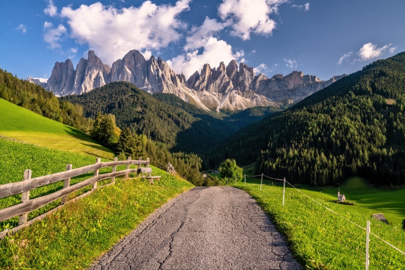 Road to Dolomites Mountains in South Tyrol, Italy