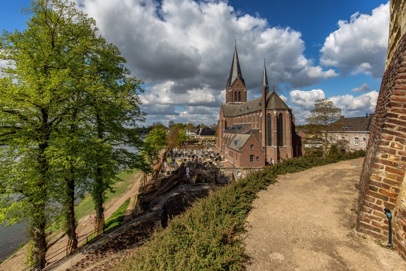 Church and cemetery in Kessel, Limburg, Netherlands