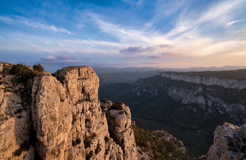 Rocky mountains in Catalonia, Spain at sunset
