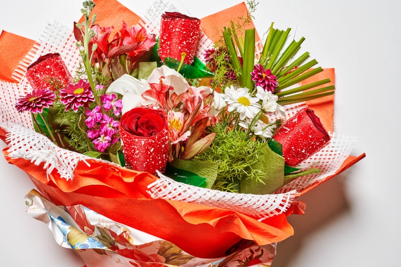 Bouquet of Roses, Lilies, Dahlias, and Camomiles