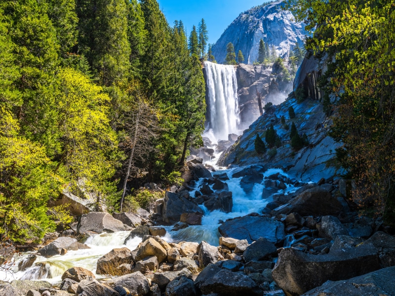 Vernal Fall Waterfall in Yosemite National Park, California