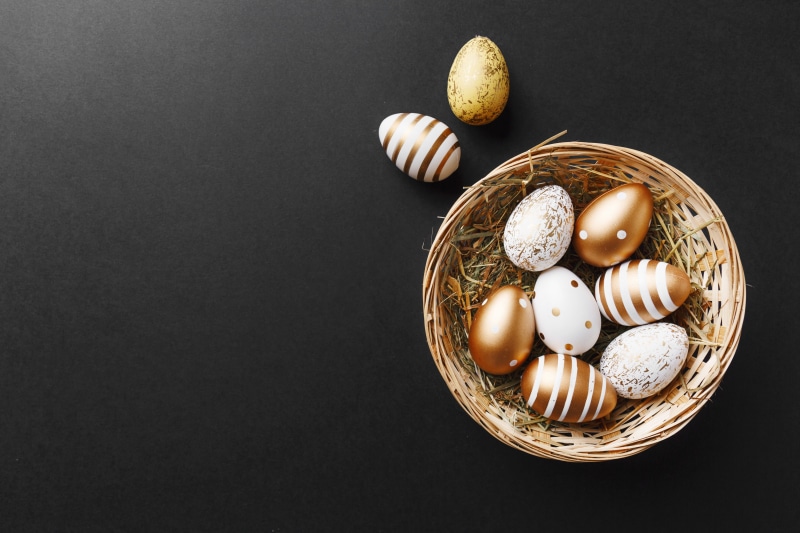 Easter eggs in a wicker basket