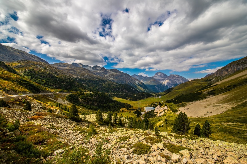 Albula Pass, Switzerland: Mountains, Alps, Valley, Clouds