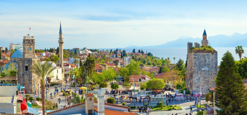 Antalya, Turkey Panorama with Towers and Palms