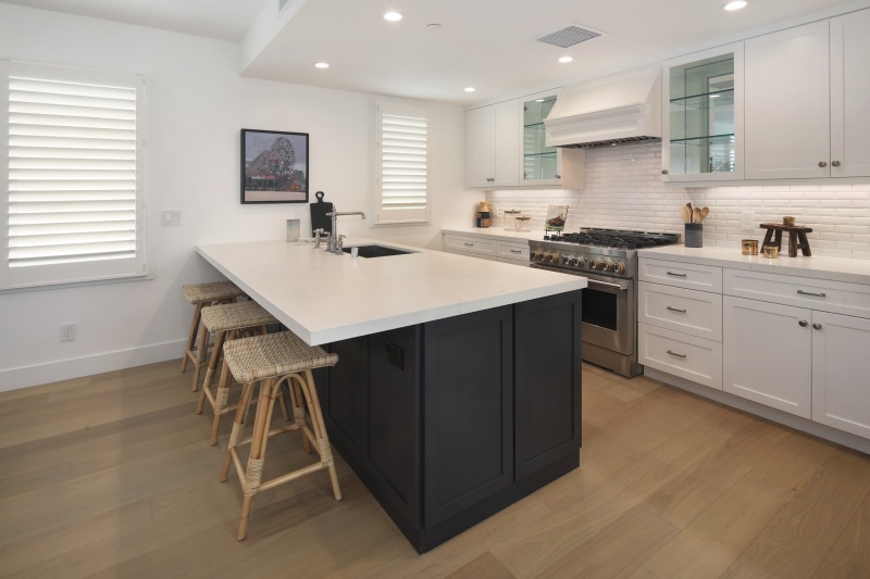 Modern Kitchen with Island and Bar Stools