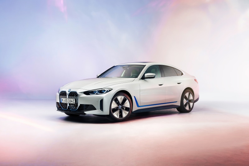 White BMW i4 Electric Car