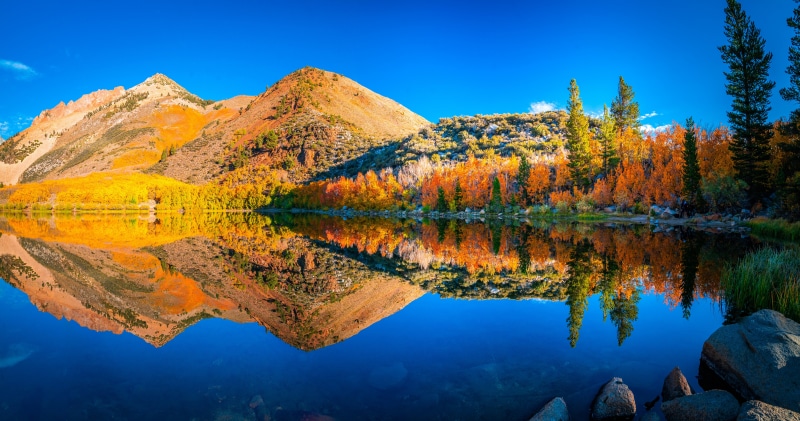Autumn Mountains Reflected in a Lake in California