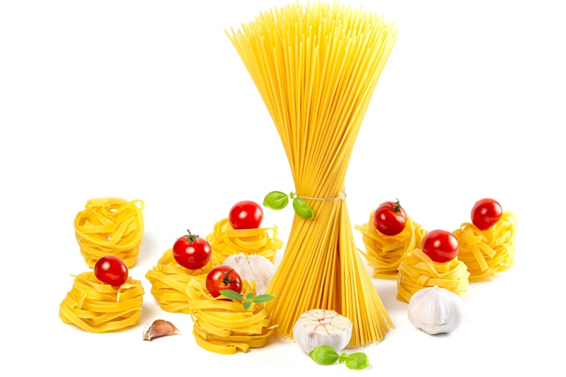 Spaghetti, Fettuccine, Tomatoes, Garlic, and Basil