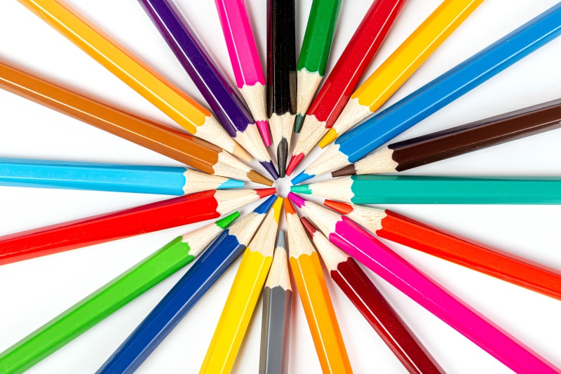 4K Multicolor Pencils on White Background