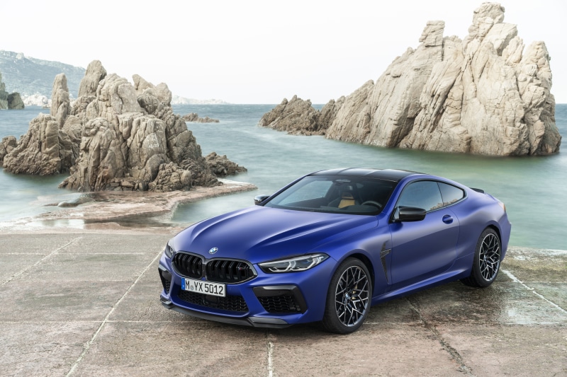 4K Blue BMW M8 Coupe by the Sea