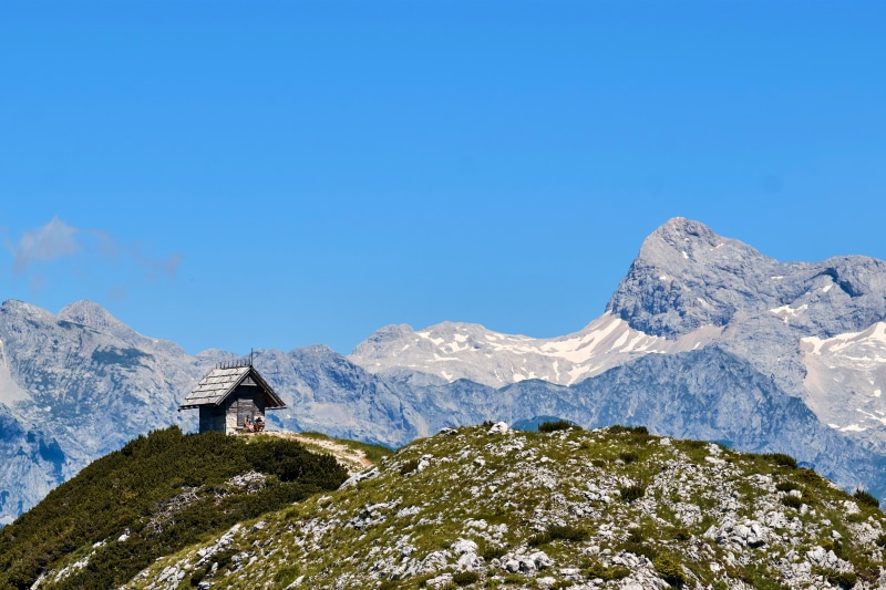 Small cabin on a mountain in Vogel, Slovenia